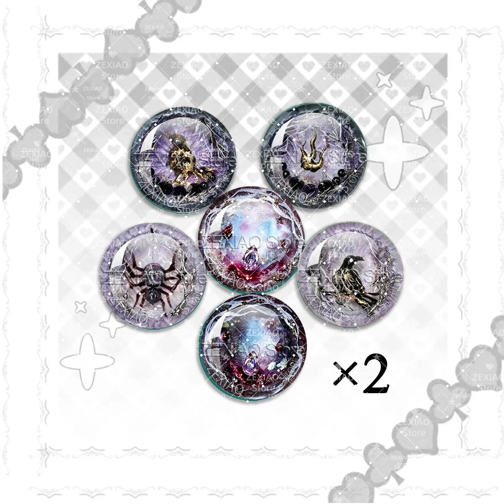 Blythe BJD Doll Eye Chips Glass Cabochon Eyes Gothic Fantasy Raven Spider Crystal Flame Pattern Eye Chips Doll Accessories MS17