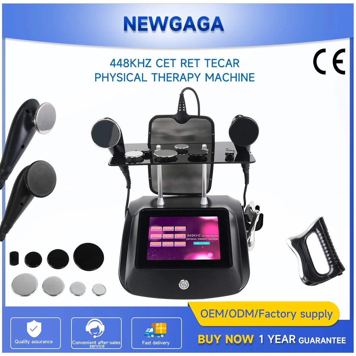 

NEWGAGA 448KHZ Tecar INDIBA Pain Relief Lymphatic Circulation Machine RF Face Lifting Skin Rejuvenation Body Slimming Device