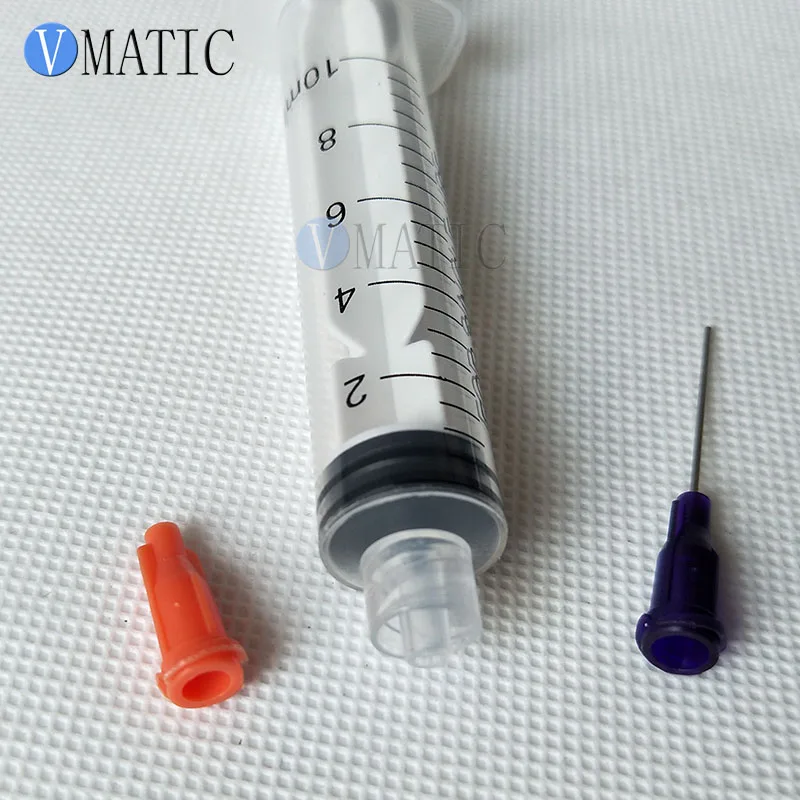 Free Shipping Non Sterilized 5 Sets Dispensing Stainless Steel Luer Lock Needles 21G + 5Pcs 10cc/ml Syringe With Cap/Stopper