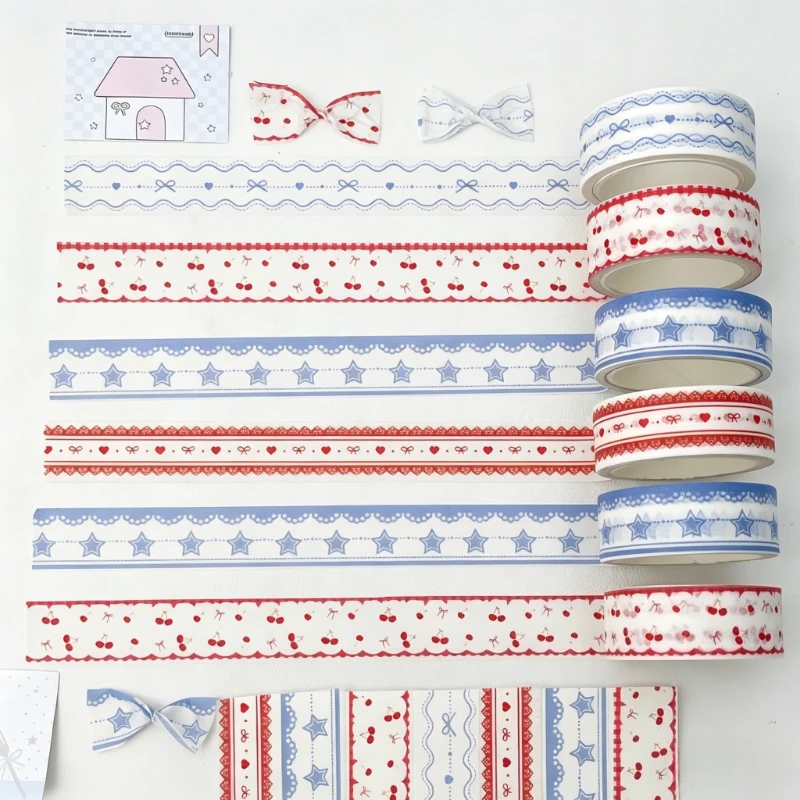 2/4pcs Cherry Star Style Decorative Tape Cute Cartoon Creative Washi Tape School Stationery 5M/Roll view 4