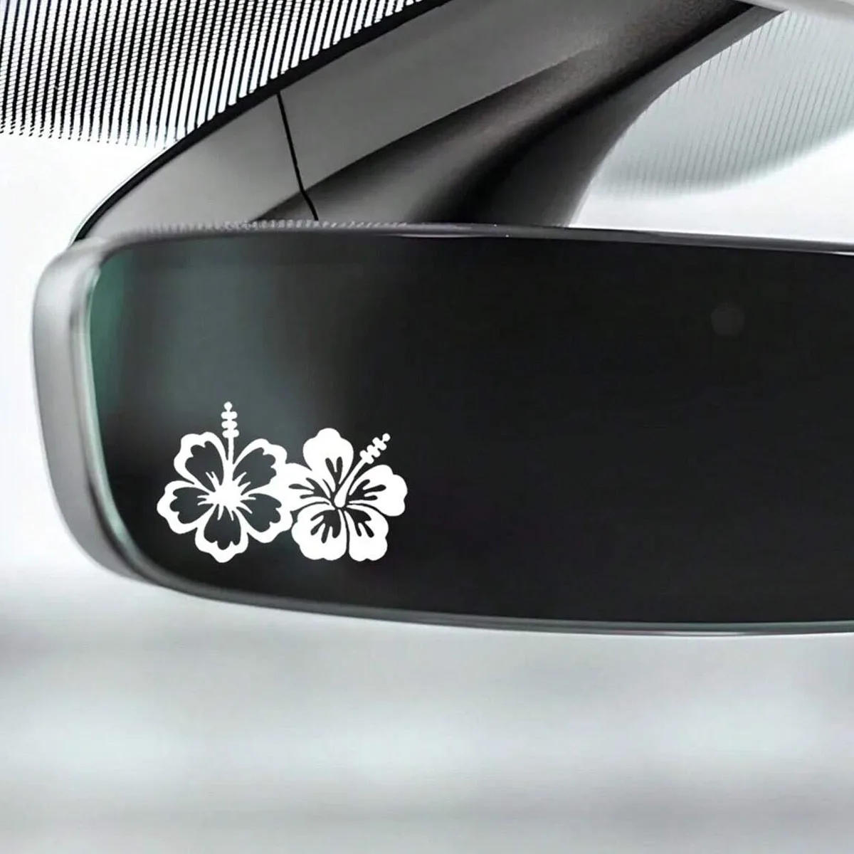 1pc-Hibiscus flower car rearview mirror stickers, car rearview mirror decals, small decals, vinyl car stickers
