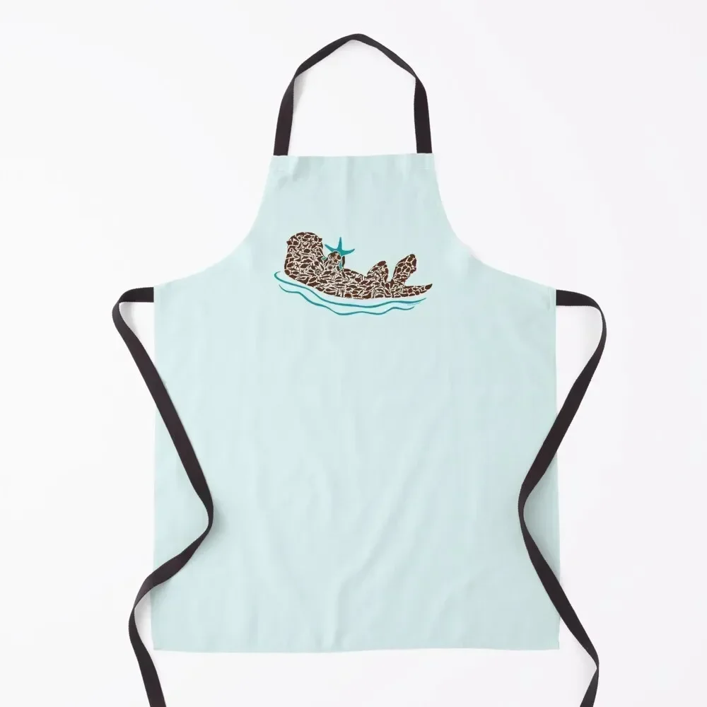 

Sea Otter Silhouette Art made from Ocean Creatures Apron esthetician Kitchen New 2022 Year Professional Barber Apron