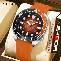 SANDA Fashion Watch Men's 3ATM Waterproof Silicone Tape Unidirectional Rotating bezel Night Light Display Calendar Quartz Watch