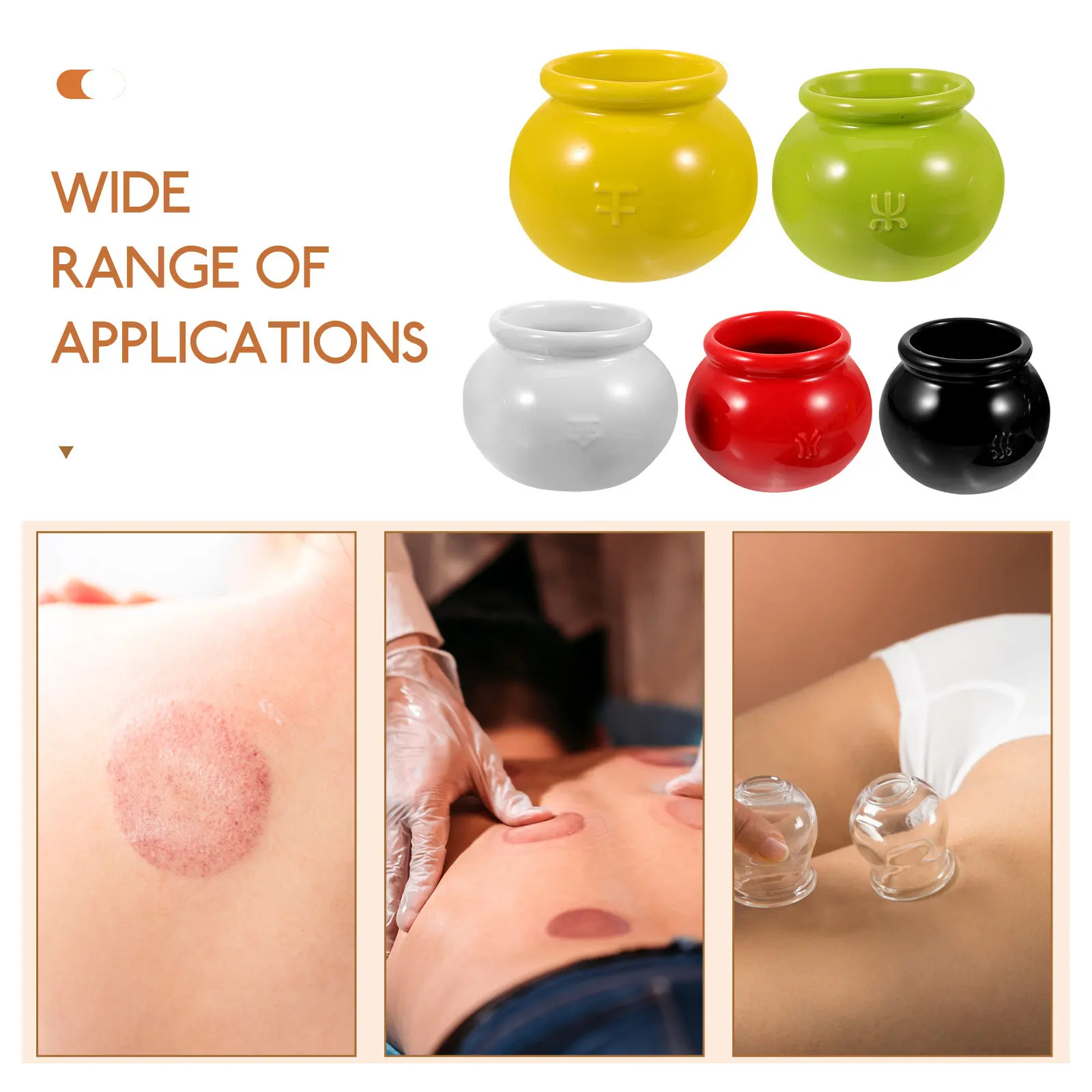 5Pcs Ceramic Cupping Cups Fire Therapy Muscle Relaxation Back Suction Cups Vacuum Cupping Tool Home Massage Supplies - view 2