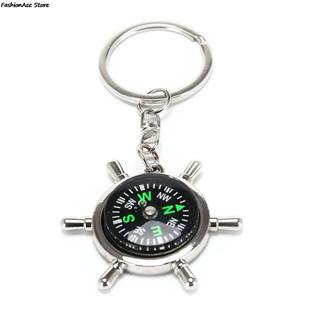 Creative Round Star Shark Shape Key Chain Glossy Alloy Compass Rudder Keychain Keyrings Best Gifts Trendy Jewelry