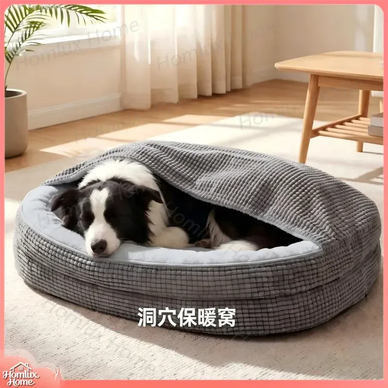 Winter Warm Shell Cat Litter Box Bed for Cats and Small Dogs Enclosed Pet Litter Box with Hood Indoor Cat Toilet Bed Cross