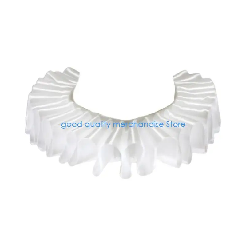 Y5JD Women Ribbon Ruffled Fake Collar Victorian Neck Ruff Satin Choker
