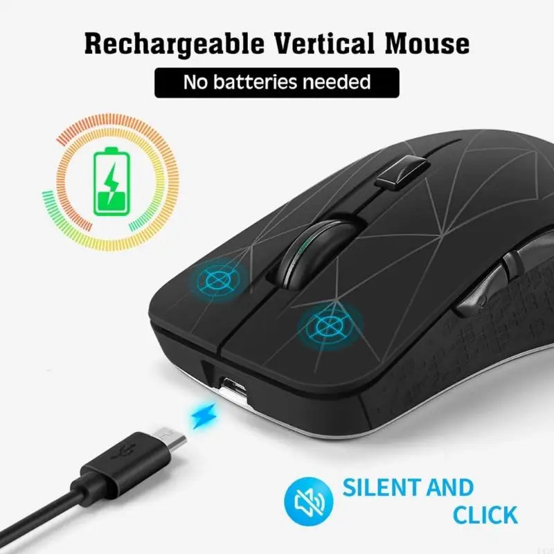 K43B Wireless Mouse with Easy Switching Between Bluetooth-compatible 5.2 and 2.4GHz, 1600DPI, and Dynamic 7 Color LED Backlight