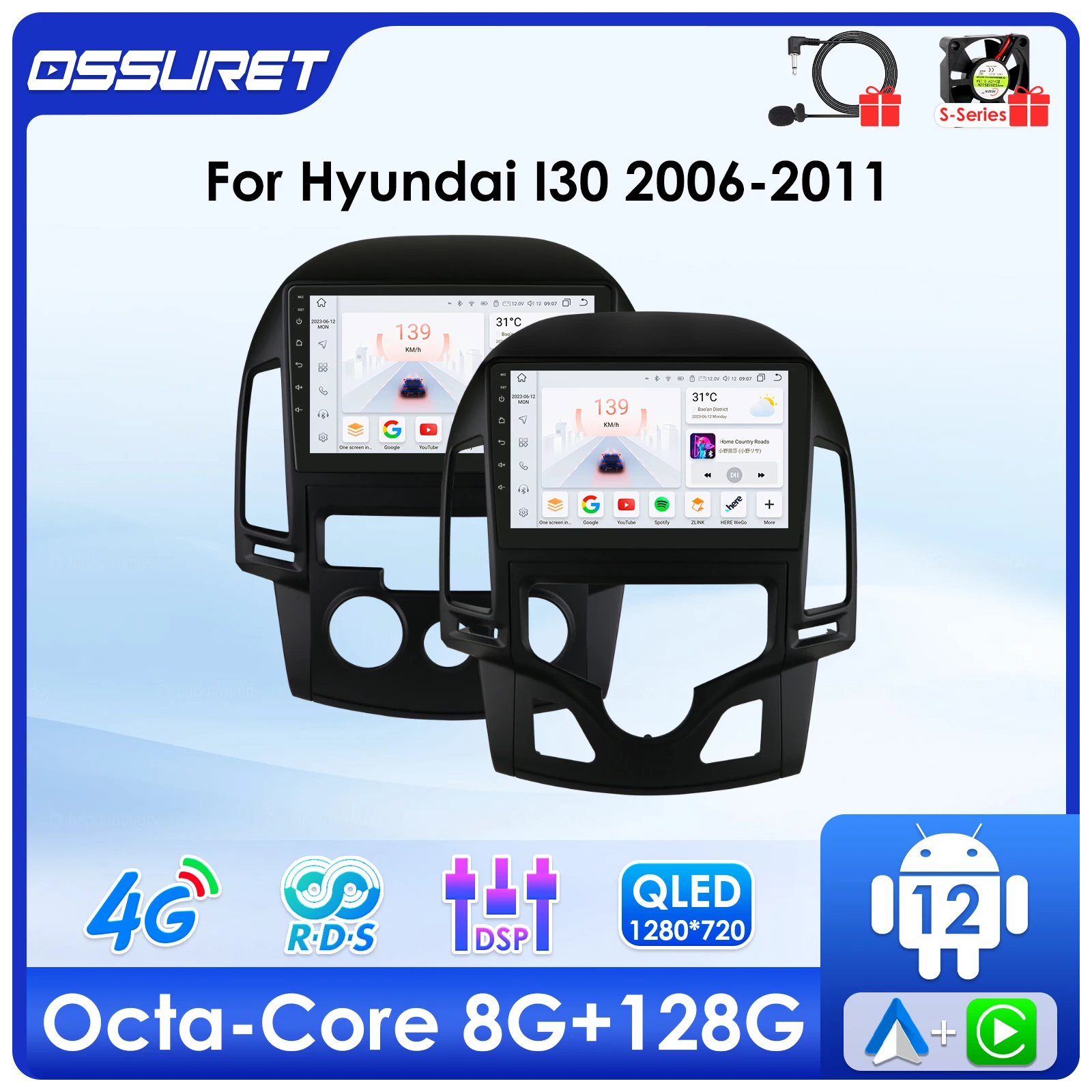 

For Hyundai I30 2006-2011 Android Car radio Multimedia Video Player 4G WIFI wireless Carplay 7862 GPS navigation Stereo Screen