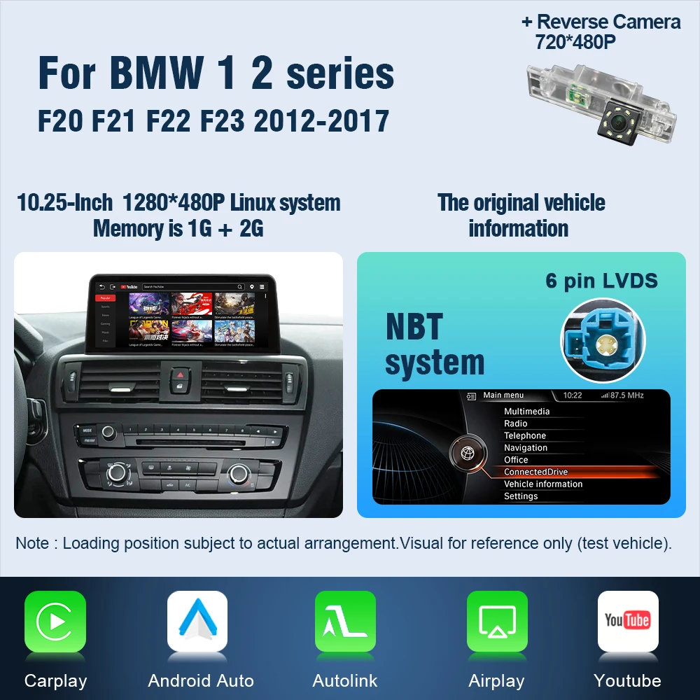 Autotop 10.25 "Linux Scherm Draadloze Carplay Voor Bmw F30 F31 F32 F33 F34 F35 F20 F21 F22 Nbt Retrofit Android Auto Multimedia Bt