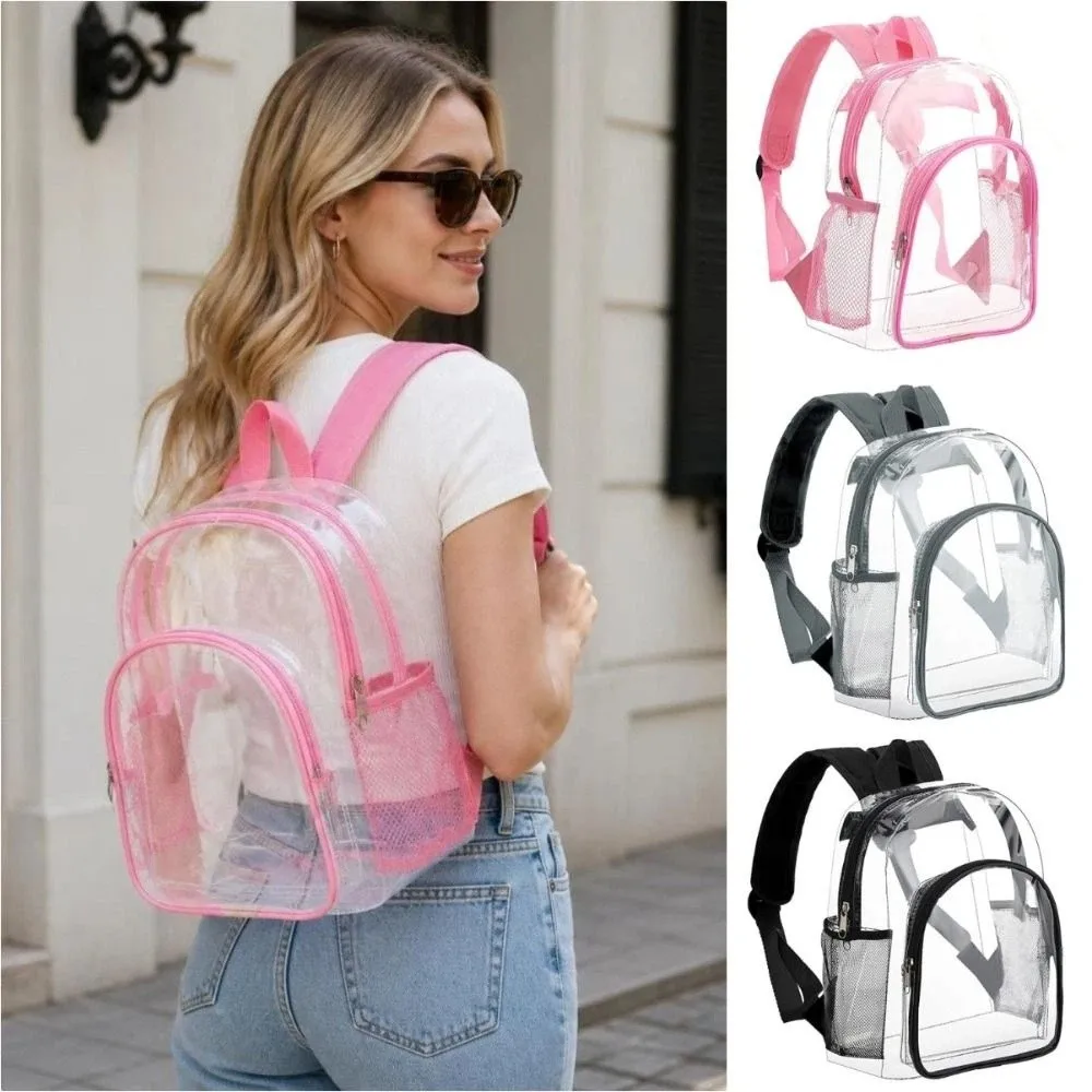 Fashion PVC Transparent Backpack Waterproof Large Capacity Shoulders Bag Visible Backpack Sports
