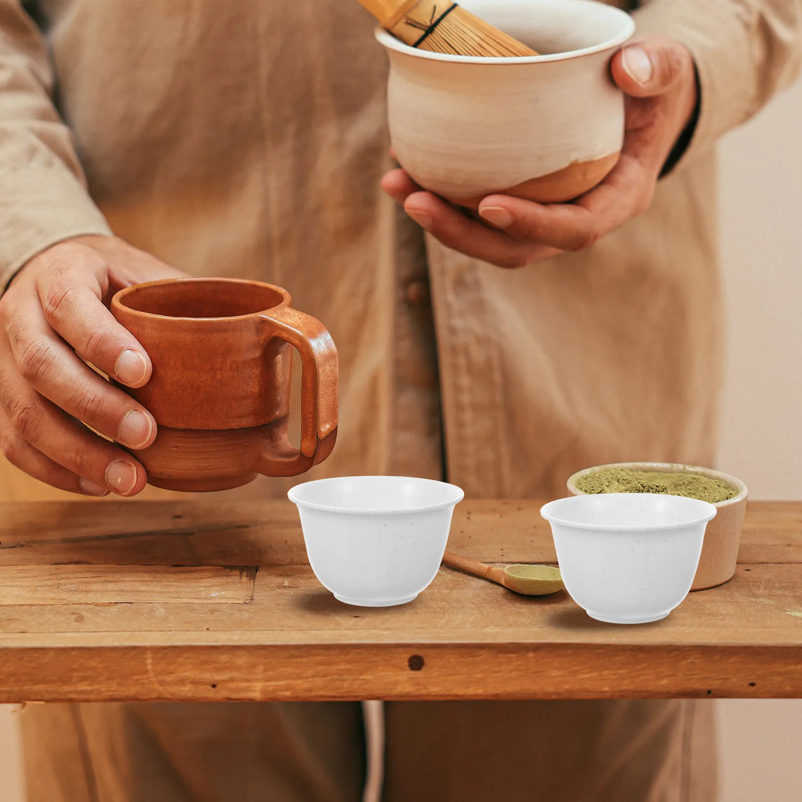 

48pcs Thickened Mini Cup Tea Bowls Chinese Style Teacups Reusable Household Teacup Home Serving Tea Bowl Traditional