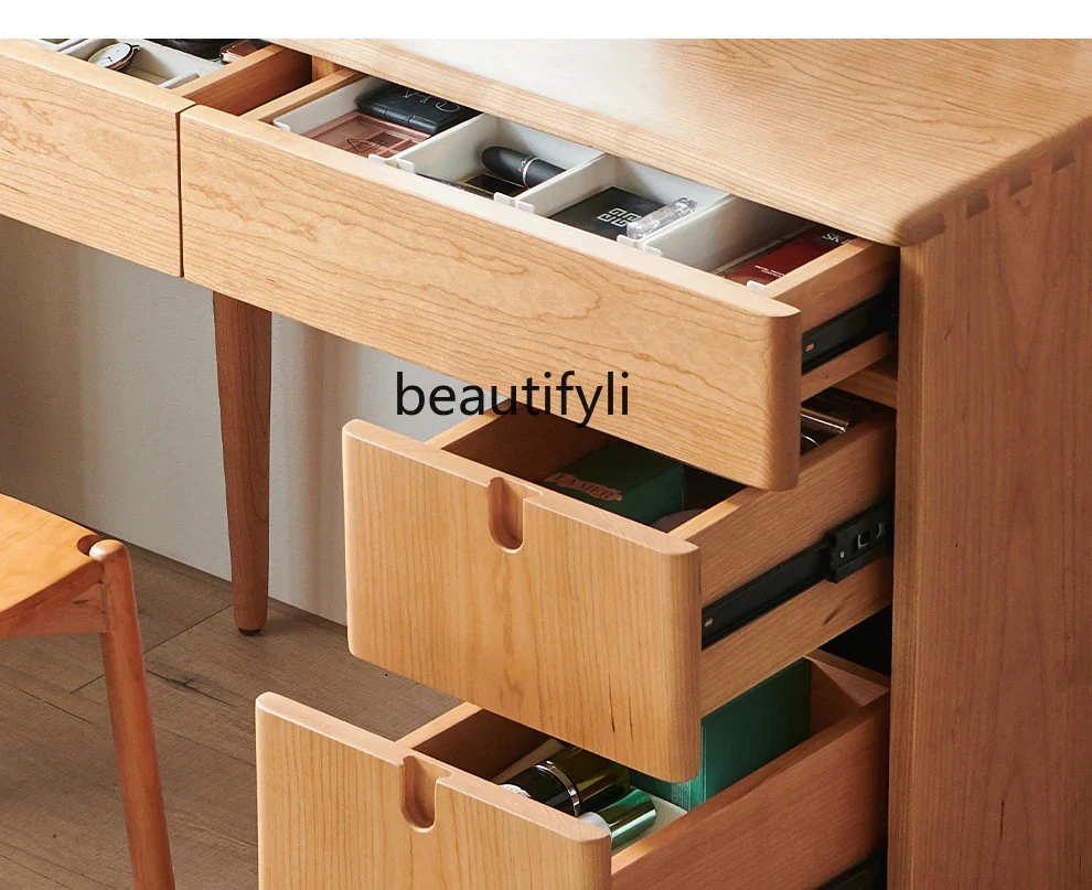 Dresser, Nordic solid wood cosmetic table, cosmetic storage bedside table