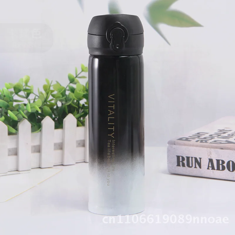Gradient 304 Stainless Steel Bouncing Cup Vacuum Insulated Thermos Water Bottle for Men And Women 300ml/500ml Portable Travel