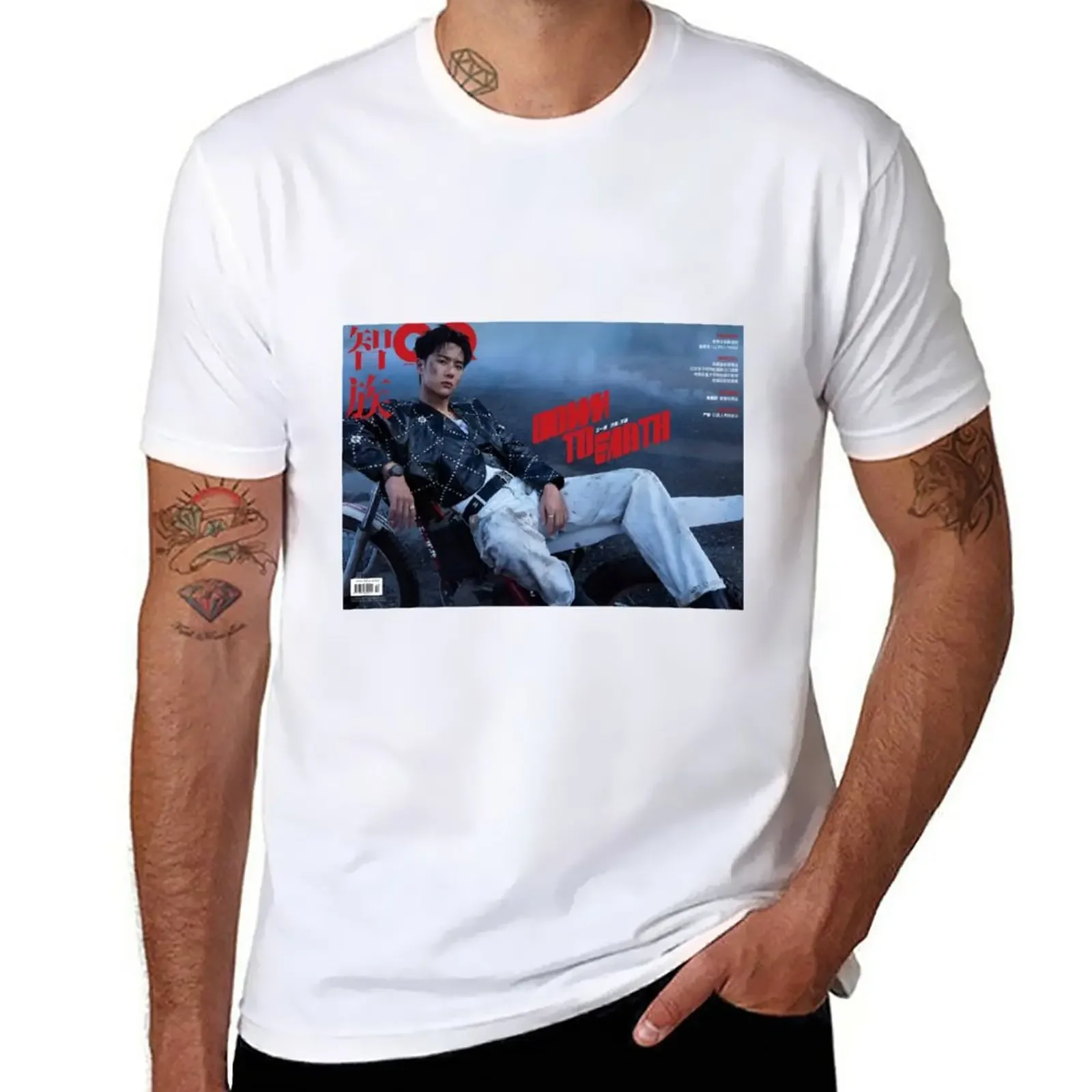 

Wang Yibo T-Shirt animal prinfor boys aesthetic clothes Short sleeve tee tshirts for men
