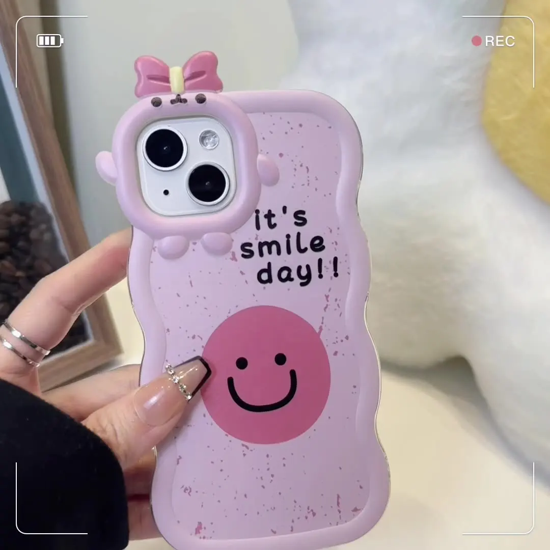 Little Monster Bow Case for iPhone 14 13 12 11 Pro Max 14Plus X XS XR XS MAX 7 8 Plus SE2 2020 Smiley Anti-Drop Soft Case