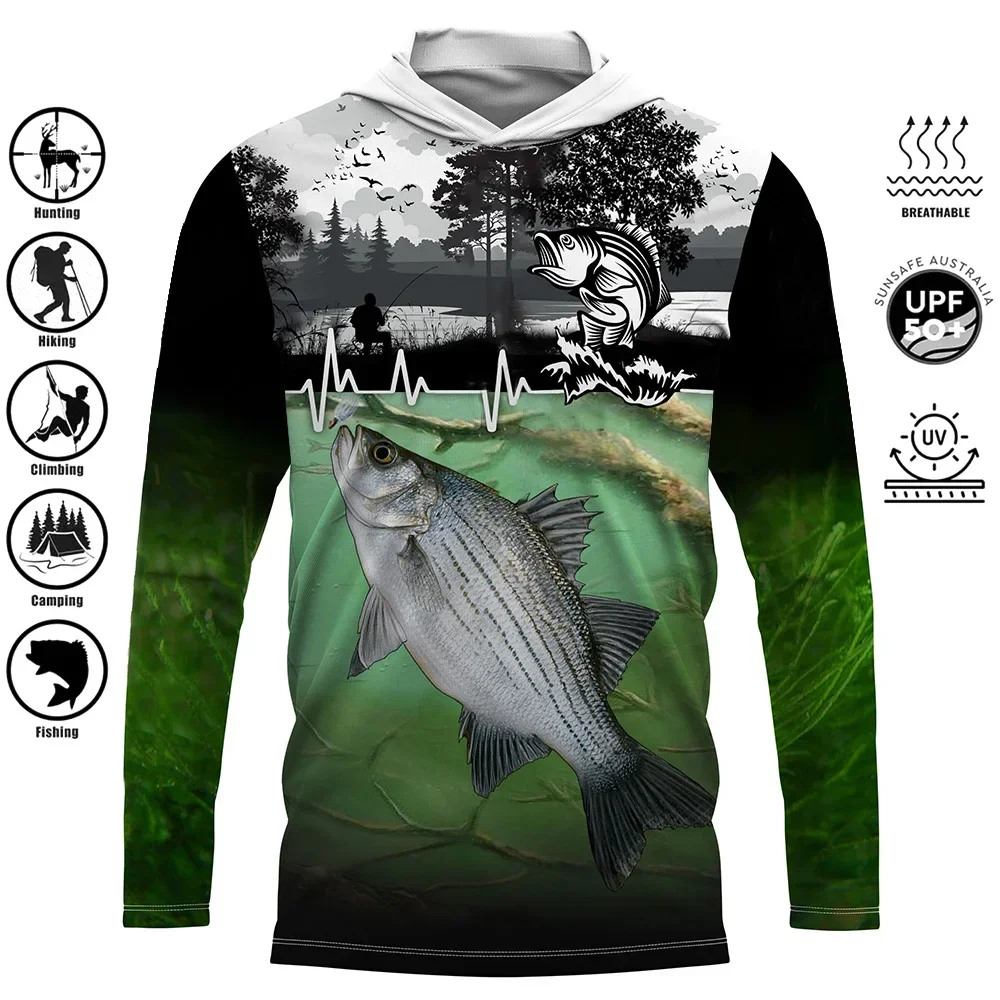 2024 Fishing Shirt Hoodie,UPF 50+ Uv Protection Quick Dry Tops Plus-size Ventilation Camouflage 3D Fishing Shirt Tops 4XL