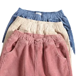 Einfarbige elastische Taille baggy warme Pantalones grundlegende dicke Schnee tragen Harems hose Winter plus Samt lässige Cord Frauen hose