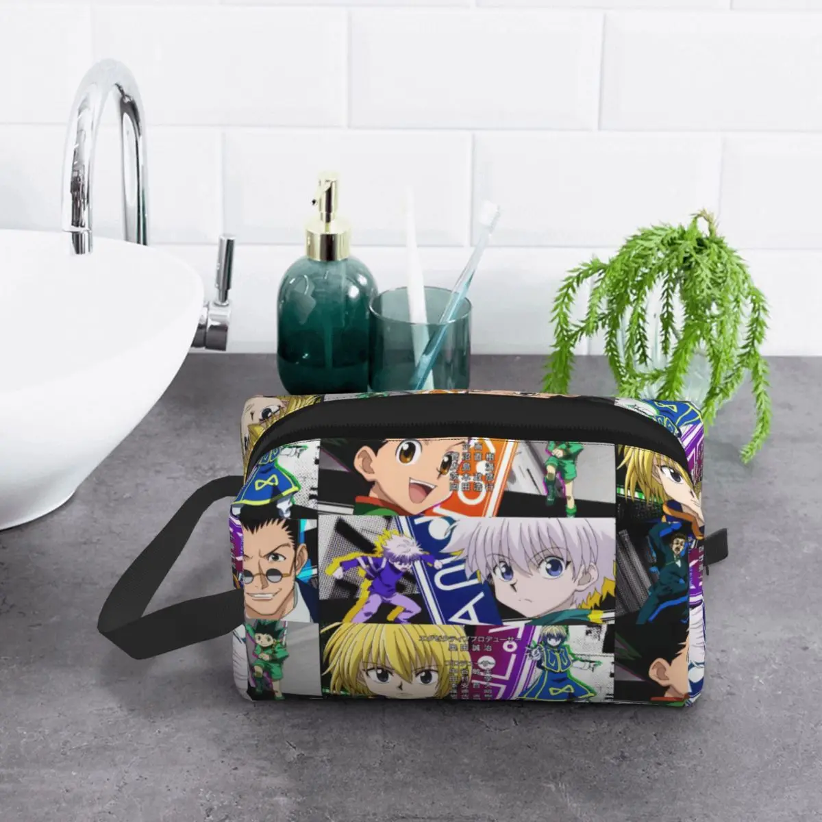 애니메이션 HXH 헌터X헌터 메이크업 파우치 화장품 정리함 보관함 세면도구 파우치 여성용 뷰티 필통