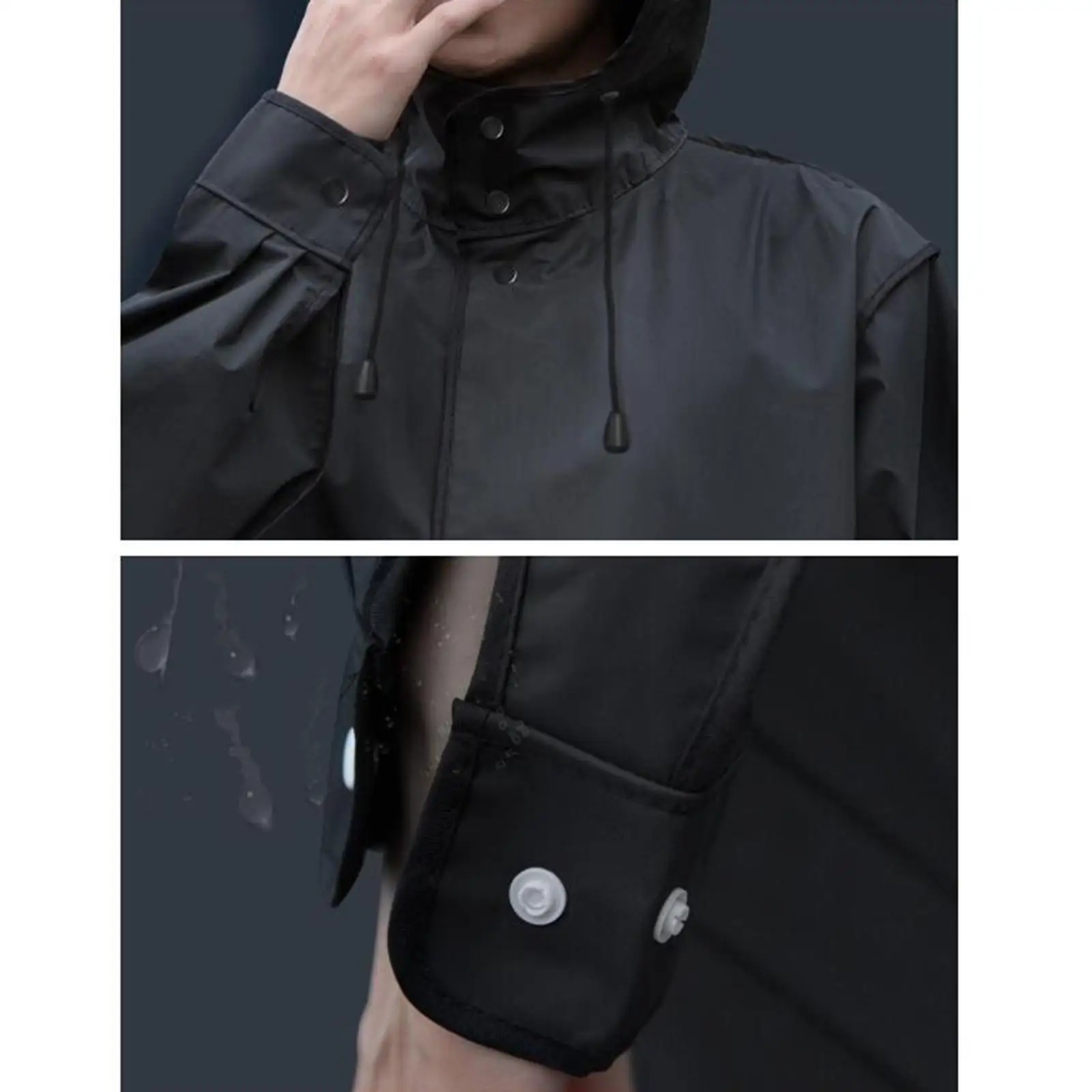Premium Portable EVA Reusable Rain Poncho with Hood and Elastic Cuff Sleeves, Pockets for Junior