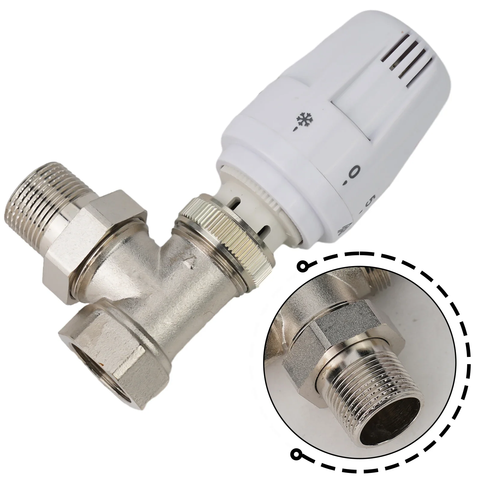 Thermostatic Radiator Valve Multiple Settings Special Valve White Silver Energy Efficient 1 Pc Automatically Copper