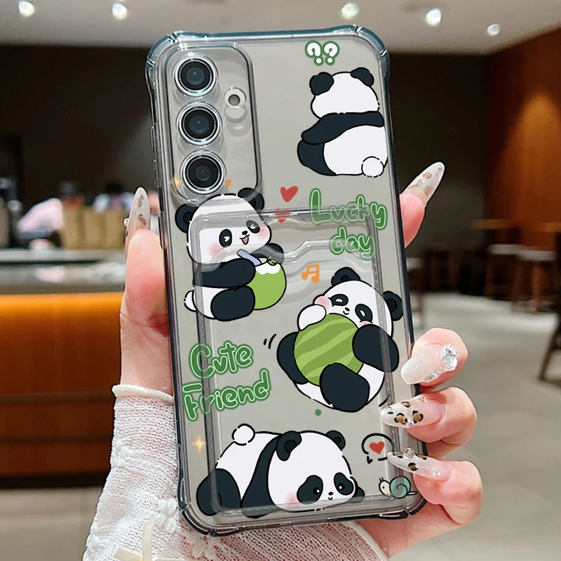 Niedliche Panda-Kartenhülle für Samsung Galaxy S26 S23 Ultra S25 Edge S24 FE A57 A37 A17 A56 A36 A54 A15 A55 A16 Handyhülle – Detail 9