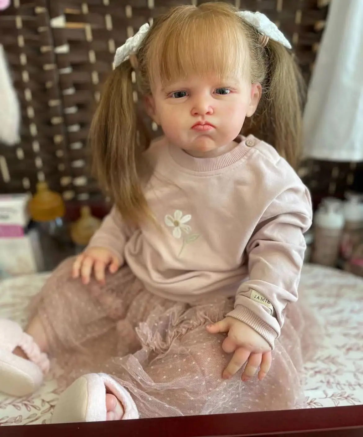 FBBD Customized Limited Supply 28inch Reborn Baby Doll Grace Hand-Rooted Hair Already Finished Doll With Different Dress