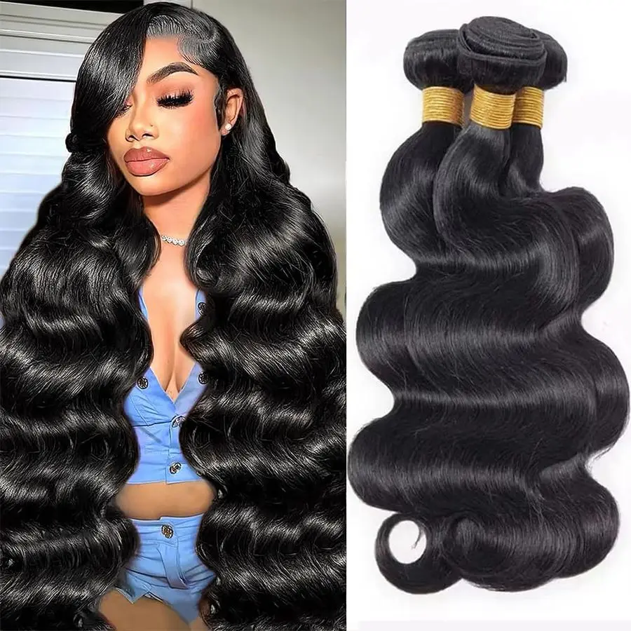 

Human Hair Body Wave 18 20 22 Inch 12A Quick Weave Human Hair Bundles Natural Black Hair Extensions