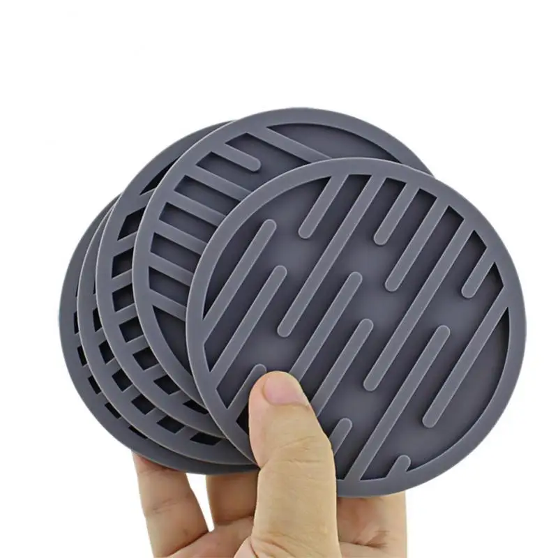 Silicone Coaster Round Colorful Heat Resistant Tableware Tea Cup Mat Table Mat Placemat Beverage Holder Pad Kitchen Accessories