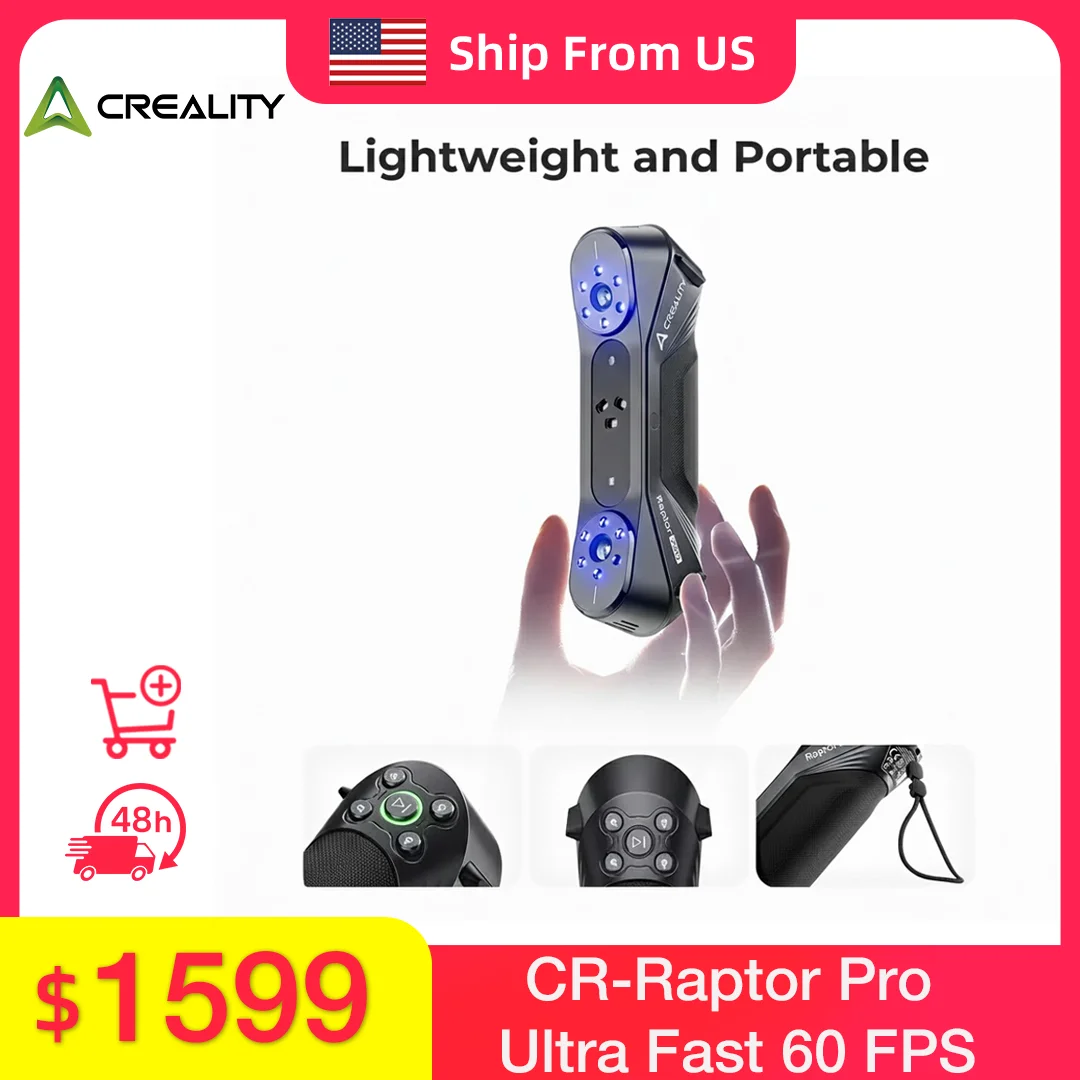 

Creality 3D Scanner CR-Scan Raptor Pro High Scanning Speed 60 Fps 24 bit Full-Color Scanning NIR Structured Light laser scan