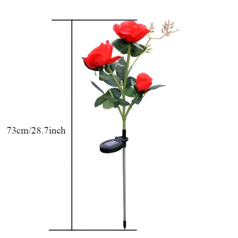 5Pack Garden Solar Decorative Light Outdoor Waterproof Realistic Artificial Rose Flower for Backyard Pathway Porch Step Memorial