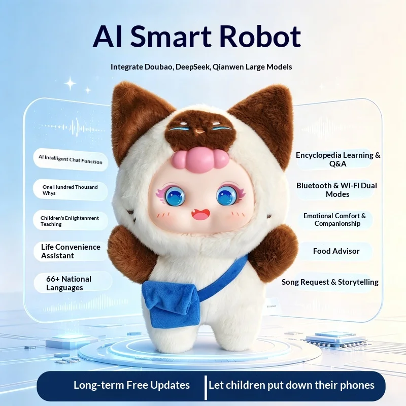 Juguete de Peluche con IA, Robot con Voz, Diálogo, Compañero Emocional, Conexión Bluetooth y Wifi, Respuesta Táctil, Mascota Electrónica para Adultos