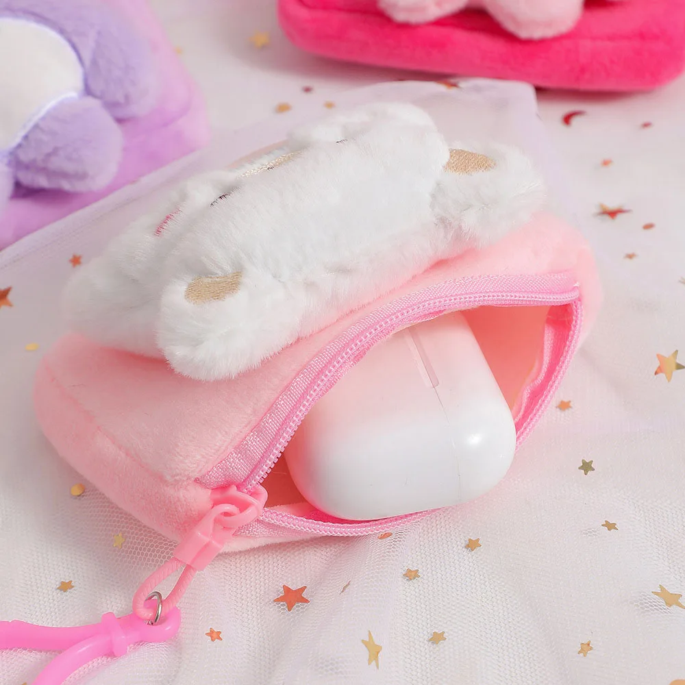 لطيف الدب الكرتون أفخم عملة المحفظة ، محفظة صغيرة ، سستة أحمر الشفاه حقيبة التخزين ، خط البيانات الحقيبة ، قلادة المفاتيح ، جميل سماعة حقيبة