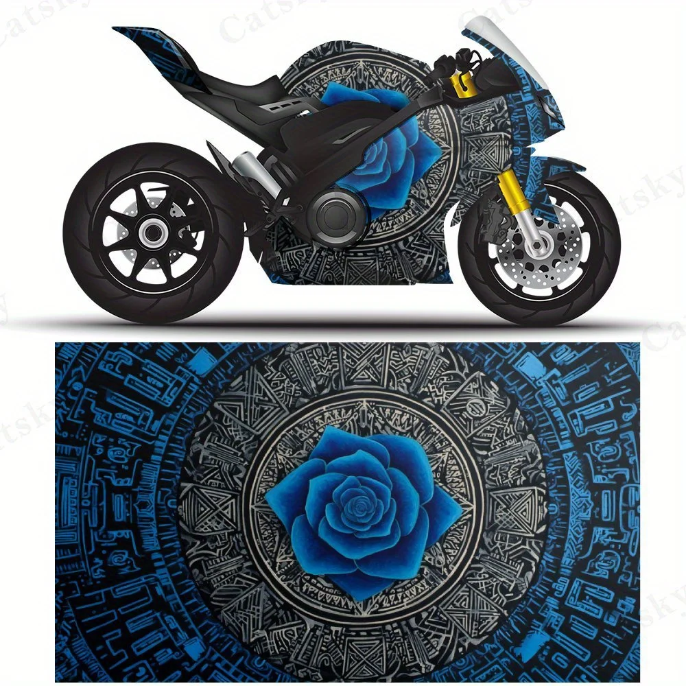 

Наклейки на мотоциклетную пленку с часами Blue Rose, прочные клейкие наклейки из ПВХ для индивидуальной настройки мотоцикла, устойчивые к атмосферным воздействиям защитные