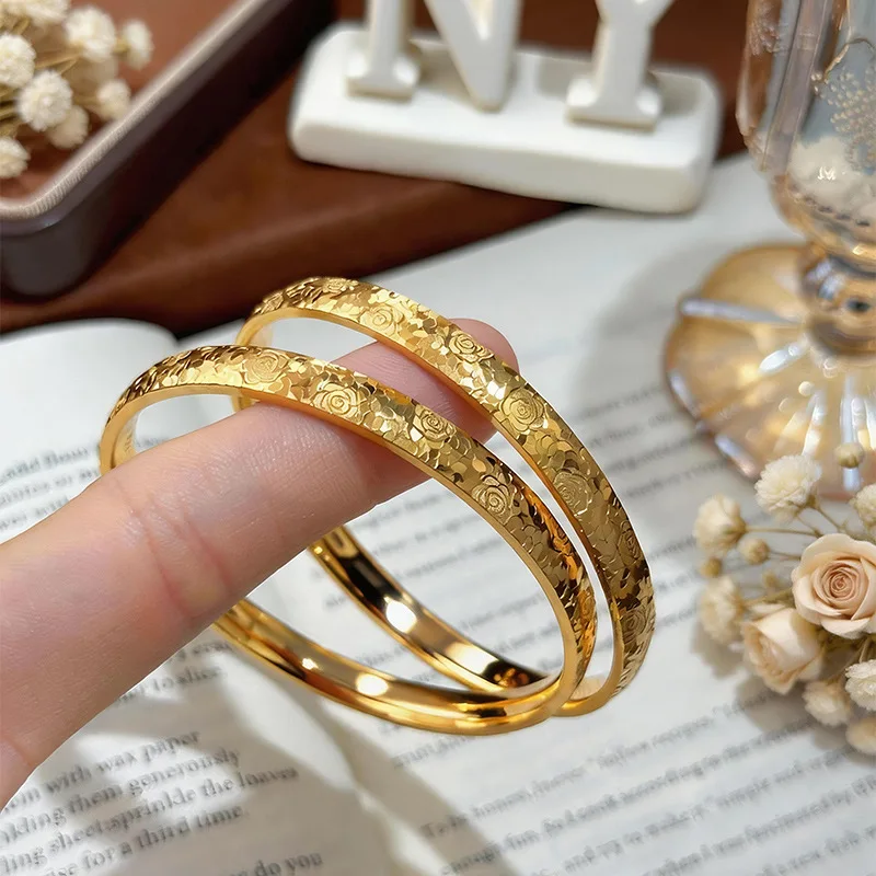 

Изысканный дизайн и премиальный стиль: браслет-кольцо из 24-каратного золота 9999 пробы с эффектом дробленого льда и розы, для девушки