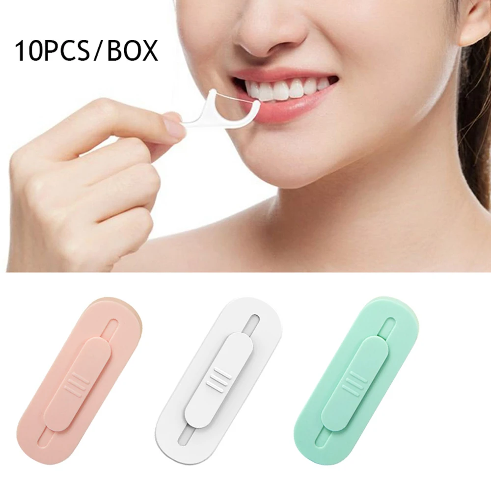 10cs/Box Floss Dispenser Automatic Dental Floss Storage Box Portable Toothpick Floss Container Reusable Teeth Flosser Holder