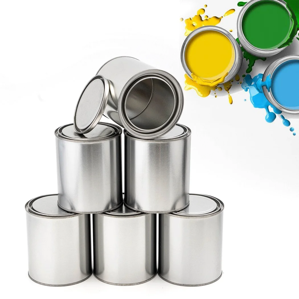 6Pcs Metal Paint Cans 1 Litre Empty Unlined Paint Cans Paint Pails Lids Liquid Containers For Paints Solvents Storage Containers