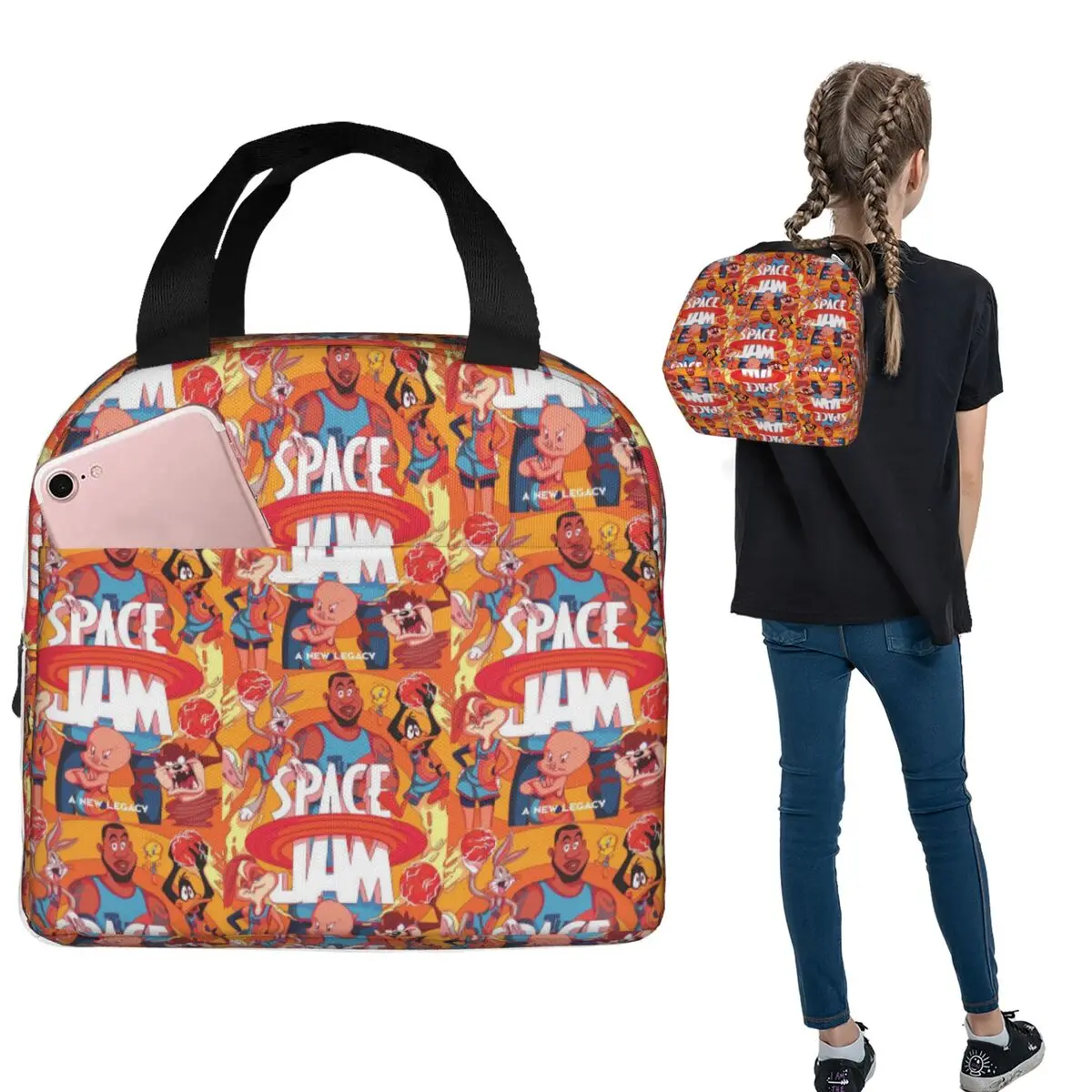 

Space Jam Bad Puddy Insulated Lunch Bag for Women Children Portable Food Boxes Thermal Lunch Box Tote