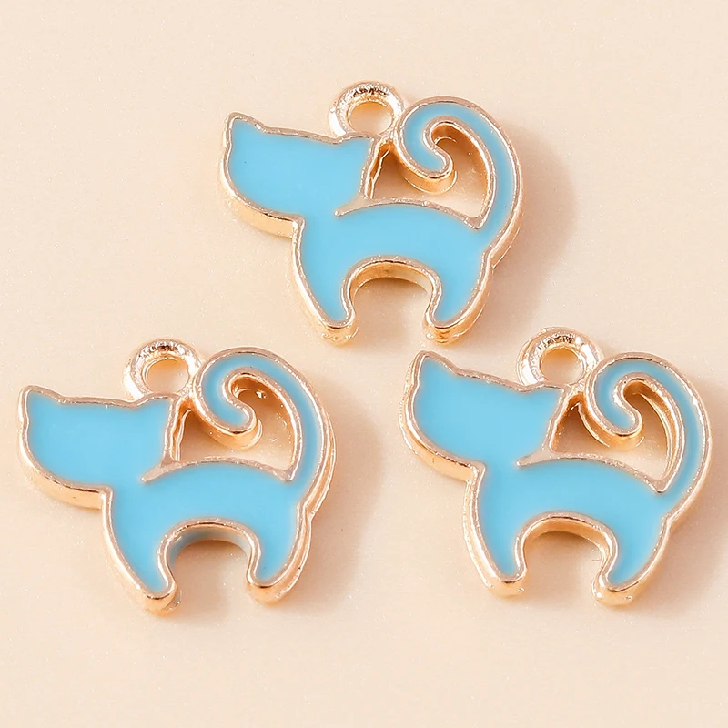20 Stück 12x12mm Cartoon-Emaille-Tieranhänger Katzen-Charms für Schmuckherstellung, Ohrringe, Halsketten, Armbänder, DIY-Bastelbedarf – Detail 6