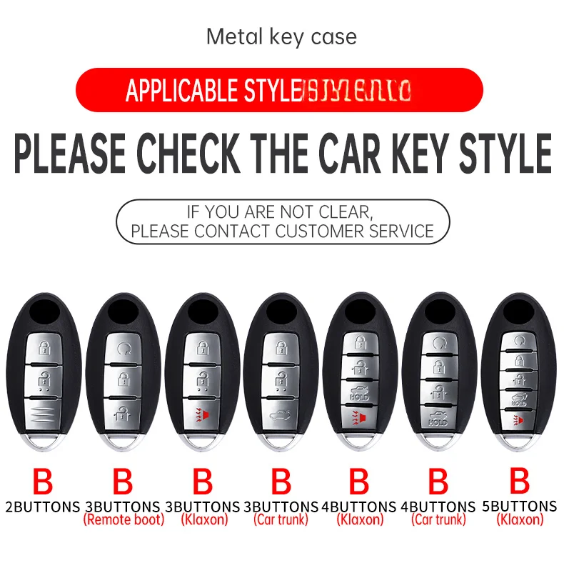 2 3 4 5 Botton Carbon Fiber Car Key Cover Case Shell for Nissan Qashqai Juke J10 J11 X-Trail T32 T31 Kicks Tiida Pathfinder Note