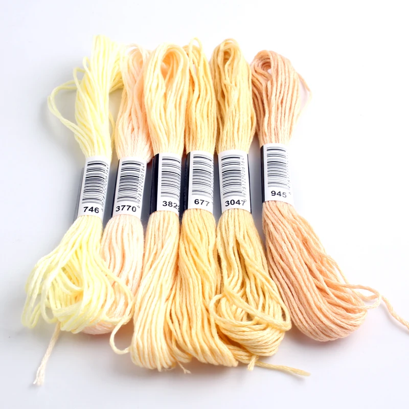 Skin Tone Gradient Cross Stitch Thread – 6-Strand Embroidery Floss Skeins, Unique Variegated Colors for Sewing & DIY Craft