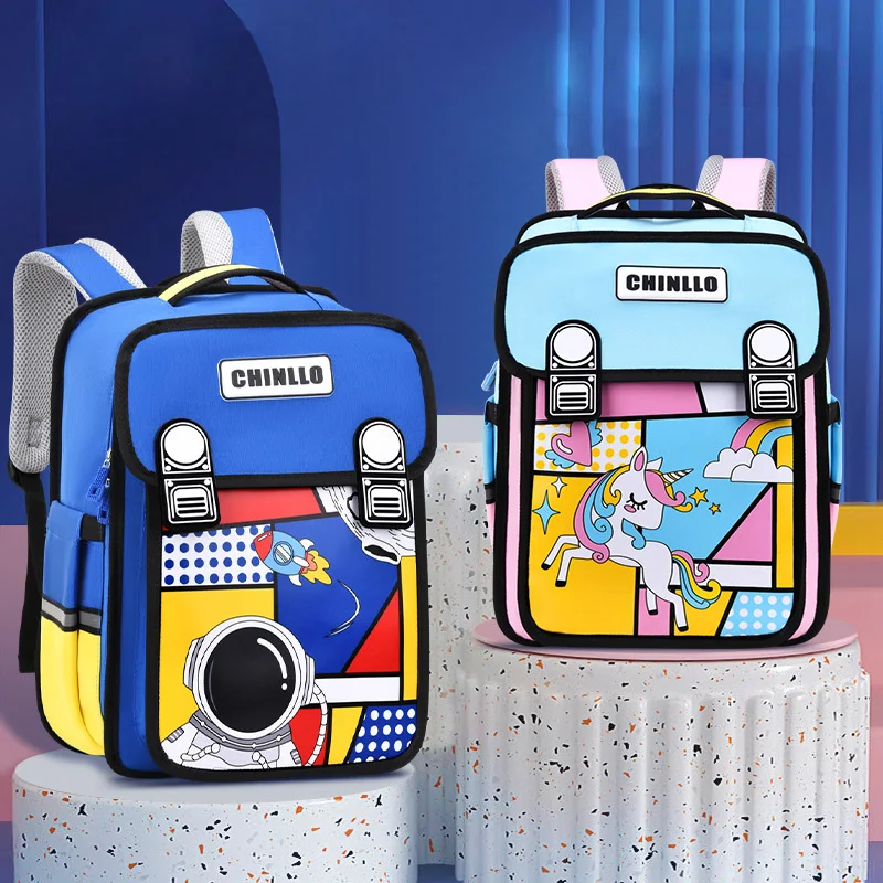 Cartoon Spaceman School Bags for Elementary School Students 1-6 Grade Waterproof  Boy Girls Unicorn Backpacks Mochilas Escolares