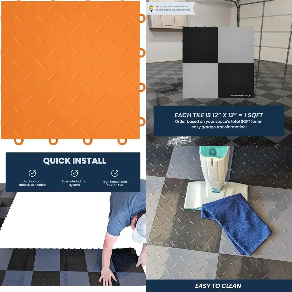 بلاط أرضية جراج بلاستيكي متشابك 12 × 12 غير قابل للانزلاق لتركيب المفاجئة معًا وتنظيم المرآب وحل الاستقرار