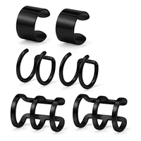 2pcs-6pcs Stainless Steel Ear Cuff Non Piercing Fake Black Clip-on Cartilage Earring Set Women Girls Men