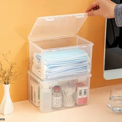 Boîte rangement masques transparente grande capacité, 2 pièces, rangement ménager