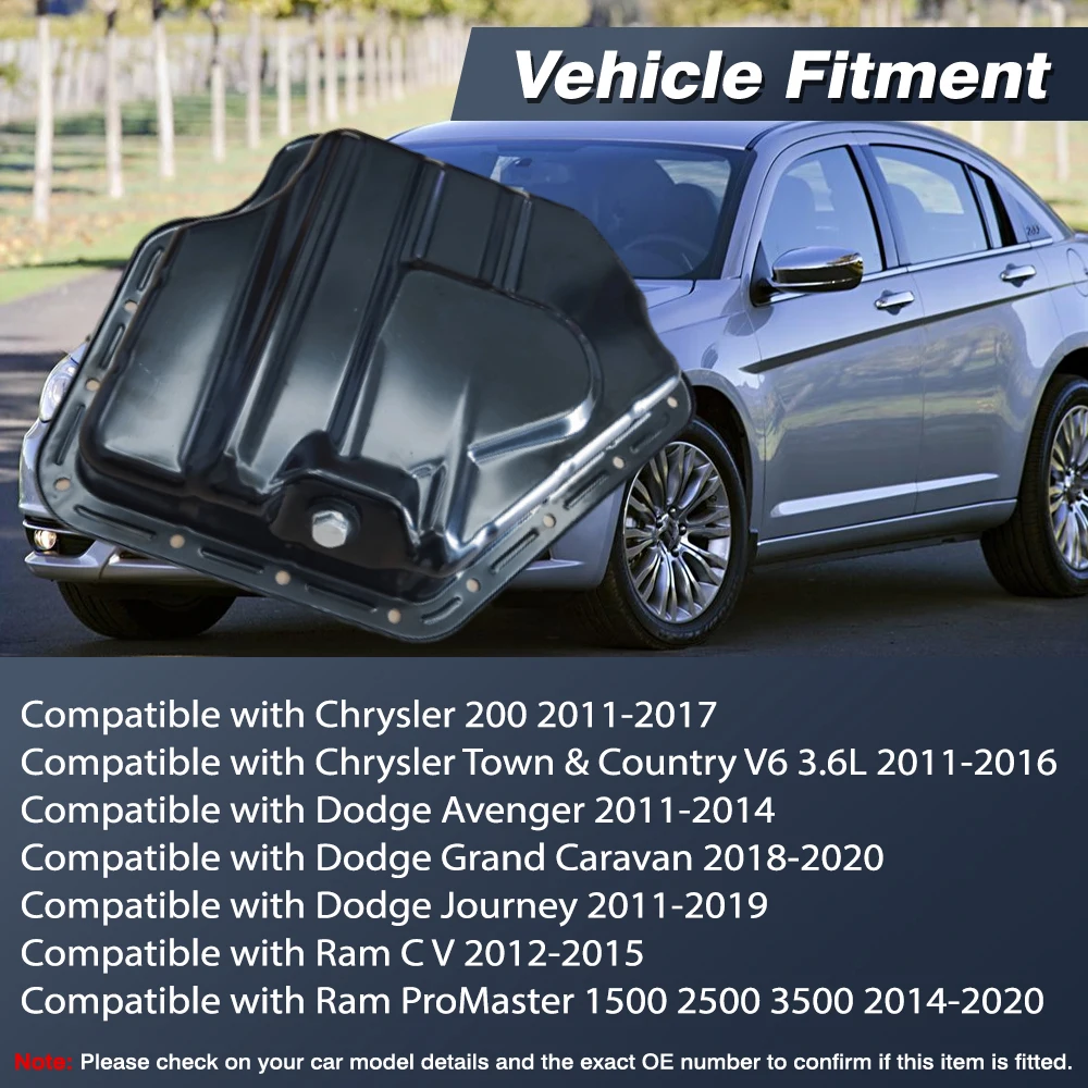 Engine Oil Pan 5184404AF for Dodge Grand Caravan Journey Avenger Chrysler Town & Country Ram ProMaster 1500 2500 3500