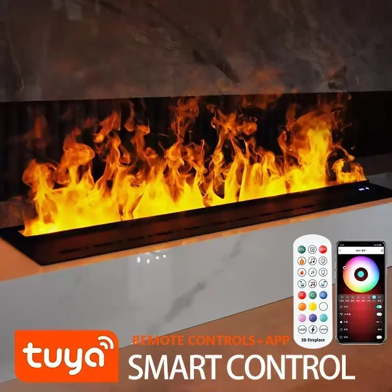 

3D Vapor Electric Fireplace For Living Room Smart Simulated Flame Atomization App Control Fireplace TV Stand Fire Place