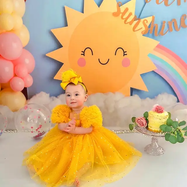 Sunshine Rainbow Balloons Backdrops Kids Girl Photography Props Child Adult Photocall Decors Baby Birthday Cake Smash Background