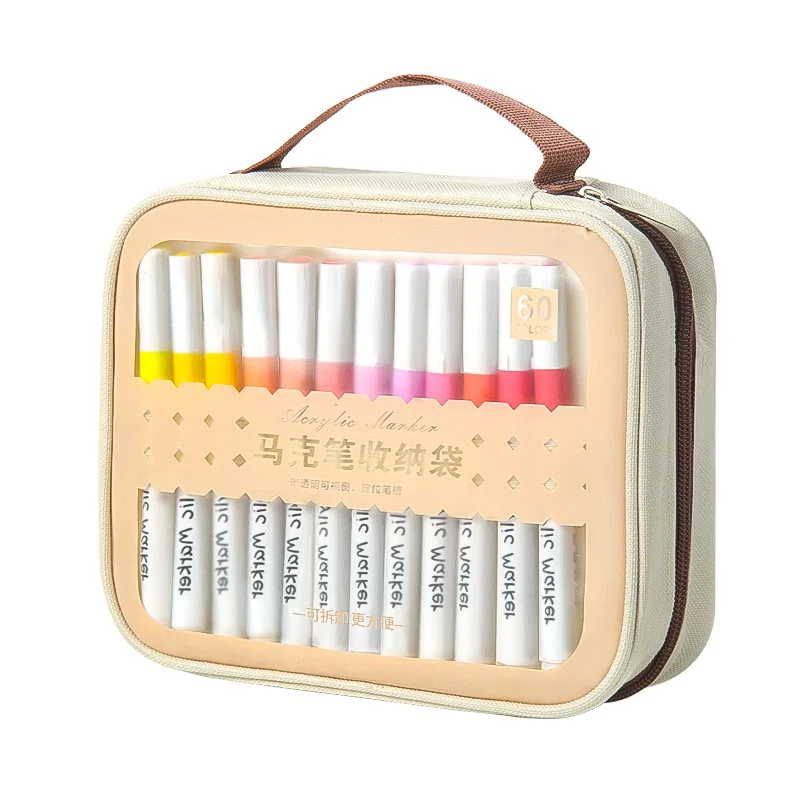

120Holes Protable Marker Storage Bag Detachable Large Capacity Pencil Case Pen Holder Multifunction Pencils Bag Pouch
