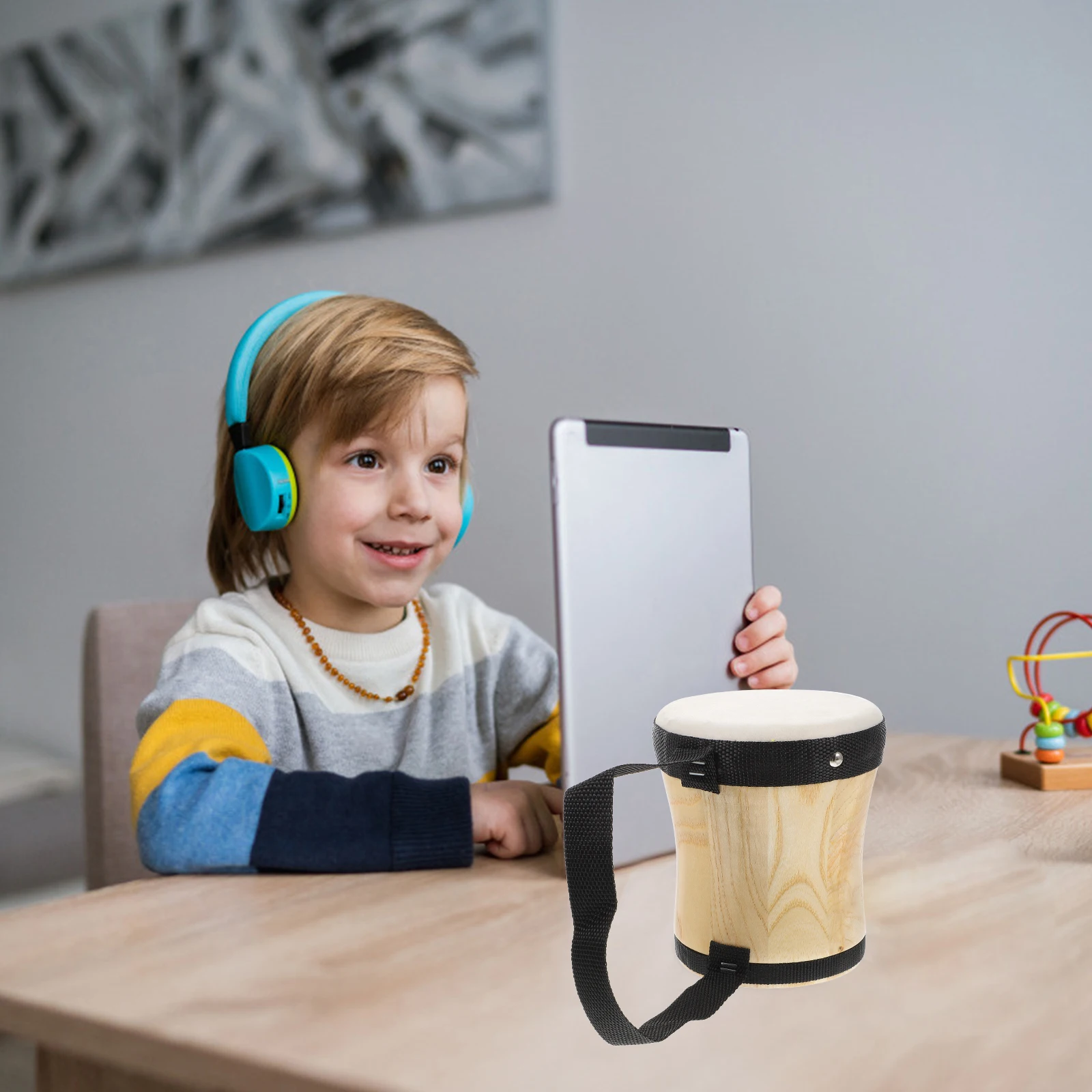 

Hand-patterned Drum Teaching Aids Children's Instrument Kids Bongos Beginner Puzzle Percussion Sheepskin Toy